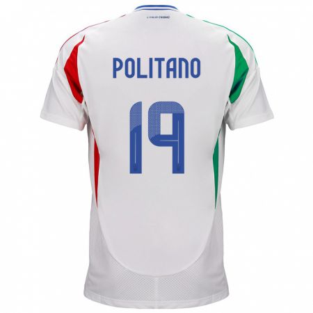 Kandiny Hombre Camiseta Italia Matteo Politano #19 Blanco 2ª Equipación 24-26 La Camisa Chile