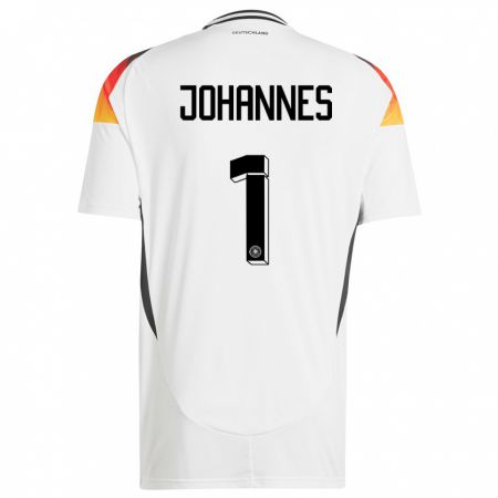 Kandiny Mujer Camiseta Alemania Stina Johannes #1 Blanco 1ª Equipación 24-26 La Camisa Chile