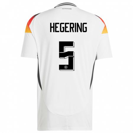 Kandiny Mujer Camiseta Alemania Marina Hegering #5 Blanco 1ª Equipación 24-26 La Camisa Chile