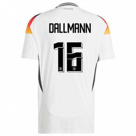 Kandiny Mujer Camiseta Alemania Linda Dallmann #16 Blanco 1ª Equipación 24-26 La Camisa Chile