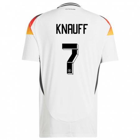 Kandiny Mujer Camiseta Alemania Ansgar Knauff #7 Blanco 1ª Equipación 24-26 La Camisa Chile