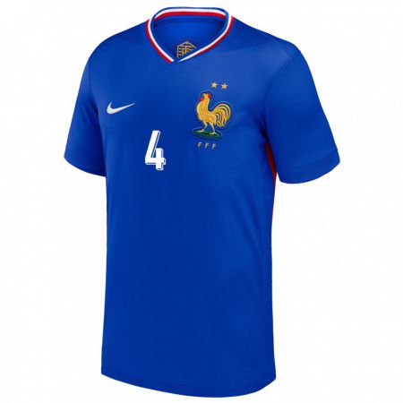 Kandiny Mujer Camiseta Francia Bafode Diakite #4 Azul 1ª Equipación 24-26 La Camisa Chile