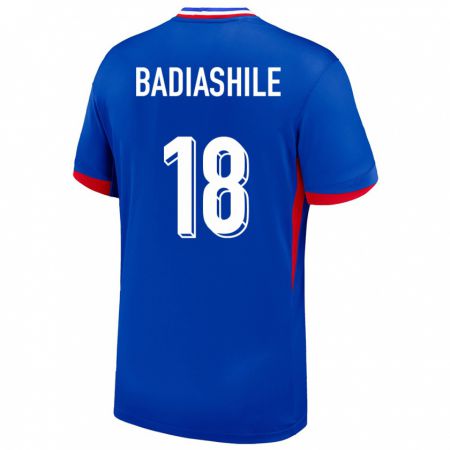 Kandiny Mujer Camiseta Francia Benoit Badiashile #18 Azul 1ª Equipación 24-26 La Camisa Chile