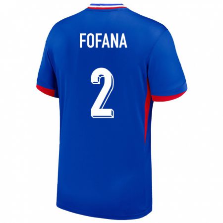 Kandiny Mujer Camiseta Francia Wesley Fofana #2 Azul 1ª Equipación 24-26 La Camisa Chile
