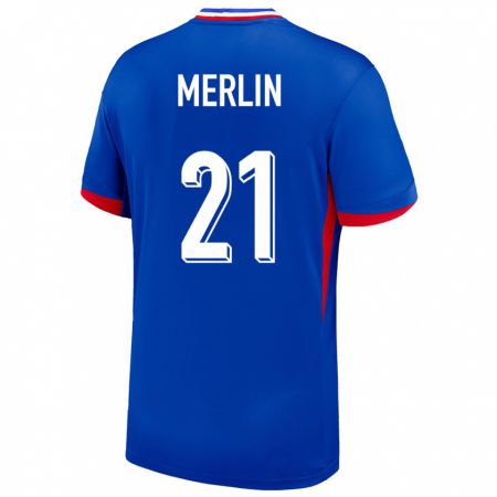 Kandiny Mujer Camiseta Francia Quentin Merlin #21 Azul 1ª Equipación 24-26 La Camisa Chile