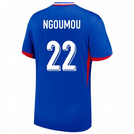 Kandiny Mujer Camiseta Francia Nathan Ngoumou #22 Azul 1ª Equipación 24-26 La Camisa Chile