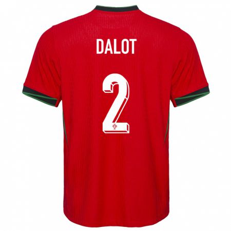 Kandiny Mujer Camiseta Portugal Diogo Dalot #2 Rojo 1ª Equipación 24-26 La Camisa Chile