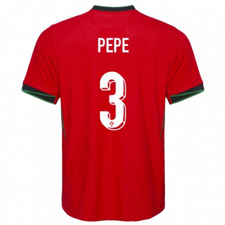 Kandiny Mujer Camiseta Portugal Pepe #3 Rojo 1ª Equipación 24-26 La Camisa Chile
