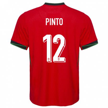 Kandiny Mujer Camiseta Portugal Diogo Pinto #12 Rojo 1ª Equipación 24-26 La Camisa Chile