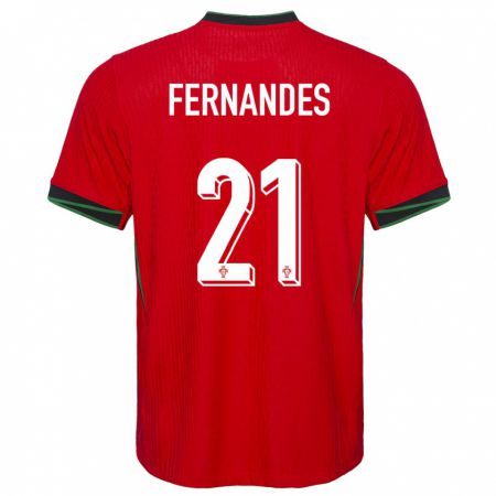 Kandiny Mujer Camiseta Portugal Mateus Fernandes #21 Rojo 1ª Equipación 24-26 La Camisa Chile