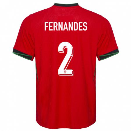Kandiny Mujer Camiseta Portugal Martim Fernandes #2 Rojo 1ª Equipación 24-26 La Camisa Chile
