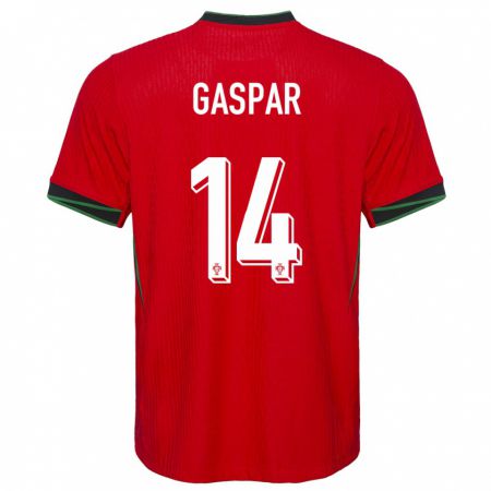 Kandiny Mujer Camiseta Portugal Guilherme Gaspar #14 Rojo 1ª Equipación 24-26 La Camisa Chile