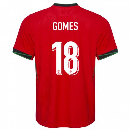 Kandiny Mujer Camiseta Portugal Andre Gomes #18 Rojo 1ª Equipación 24-26 La Camisa Chile