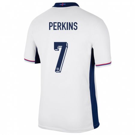 Kandiny Mujer Camiseta Inglaterra Sonny Perkins #7 Blanco 1ª Equipación 24-26 La Camisa Chile