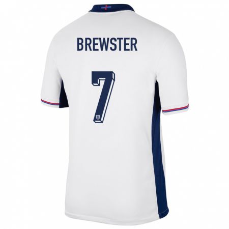 Kandiny Mujer Camiseta Inglaterra Rhian Brewster #7 Blanco 1ª Equipación 24-26 La Camisa Chile