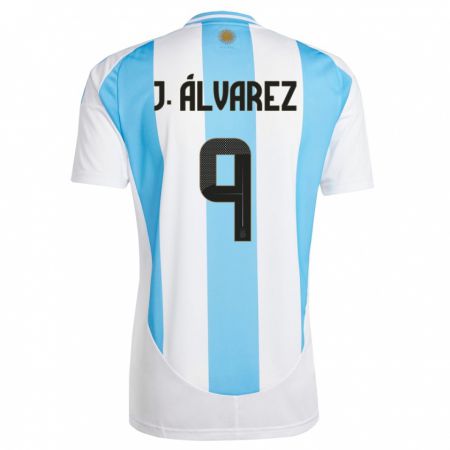 Kandiny Mujer Camiseta Argentina Julian Alvarez #9 Blanco Azul 1ª Equipación 24-26 La Camisa Chile