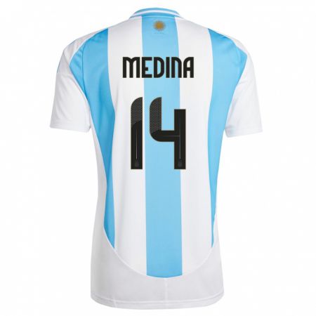 Kandiny Mujer Camiseta Argentina Facundo Medina #14 Blanco Azul 1ª Equipación 24-26 La Camisa Chile