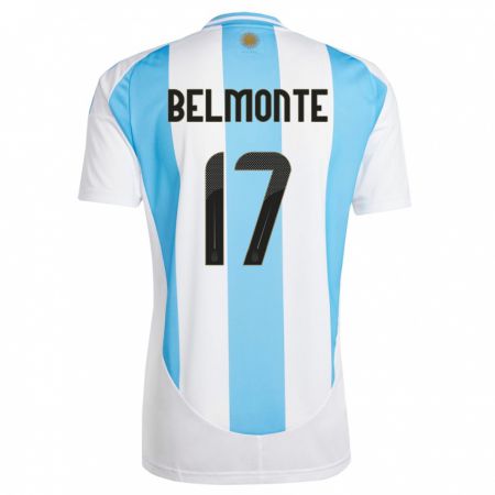 Kandiny Mujer Camiseta Argentina Tomas Belmonte #17 Blanco Azul 1ª Equipación 24-26 La Camisa Chile