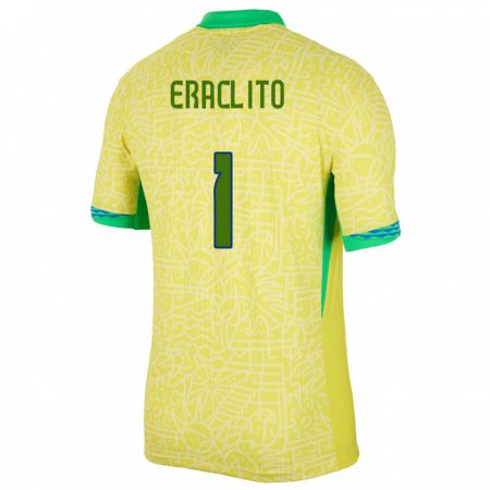 Kandiny Mujer Camiseta Brasil Marcelo Eraclito #1 Amarillo 1ª Equipación 24-26 La Camisa Chile
