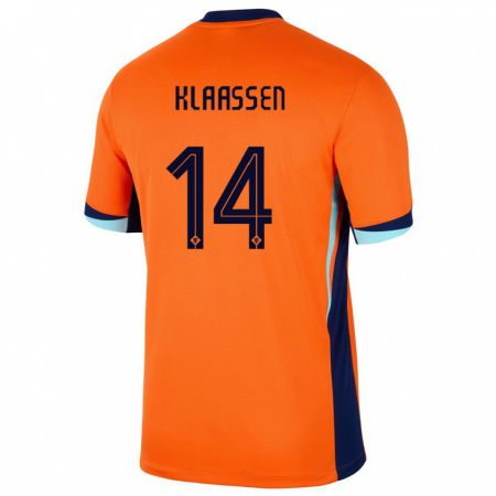 Kandiny Mujer Camiseta Países Bajos Davy Klaassen #14 Naranja 1ª Equipación 24-26 La Camisa Chile