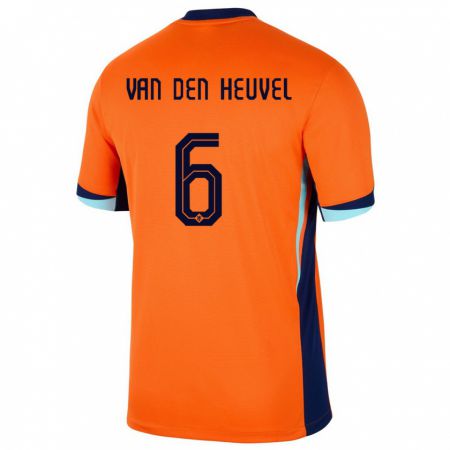 Kandiny Mujer Camiseta Países Bajos Tim Van Den Heuvel #6 Naranja 1ª Equipación 24-26 La Camisa Chile