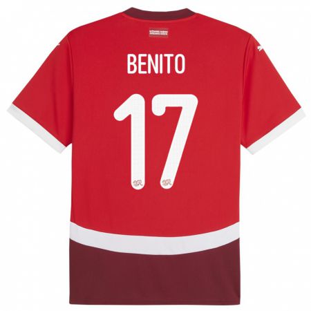 Kandiny Mujer Camiseta Suiza Loris Benito #17 Rojo 1ª Equipación 24-26 La Camisa Chile