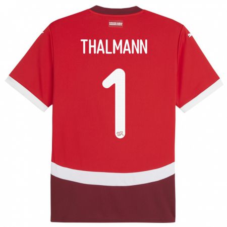 Kandiny Mujer Camiseta Suiza Gaelle Thalmann #1 Rojo 1ª Equipación 24-26 La Camisa Chile