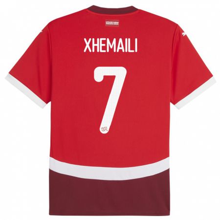 Kandiny Mujer Camiseta Suiza Riola Xhemaili #7 Rojo 1ª Equipación 24-26 La Camisa Chile