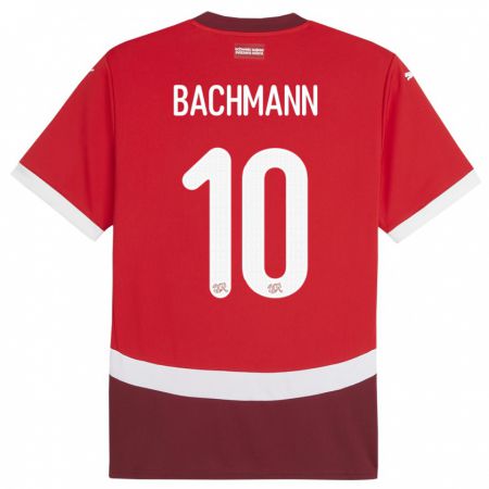 Kandiny Mujer Camiseta Suiza Ramona Bachmann #10 Rojo 1ª Equipación 24-26 La Camisa Chile