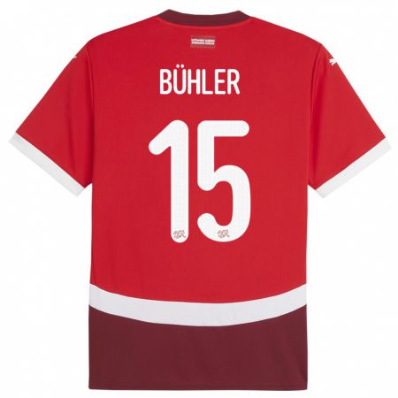 Kandiny Mujer Camiseta Suiza Luana Buhler #15 Rojo 1ª Equipación 24-26 La Camisa Chile