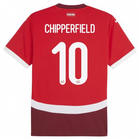 Kandiny Mujer Camiseta Suiza Liam Chipperfield #10 Rojo 1ª Equipación 24-26 La Camisa Chile