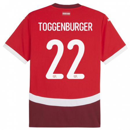 Kandiny Mujer Camiseta Suiza Nando Toggenburger #22 Rojo 1ª Equipación 24-26 La Camisa Chile