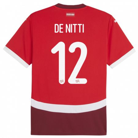 Kandiny Mujer Camiseta Suiza Gianni De Nitti #12 Rojo 1ª Equipación 24-26 La Camisa Chile