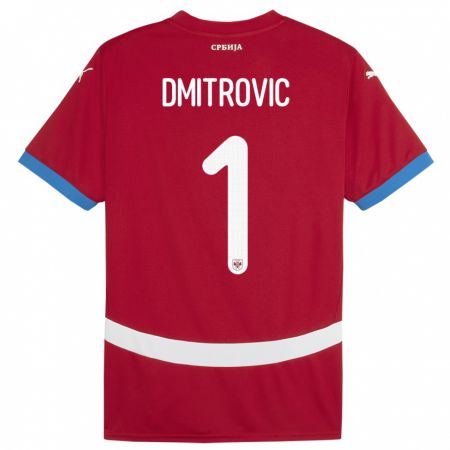 Kandiny Mujer Camiseta Serbia Marko Dmitrovic #1 Rojo 1ª Equipación 24-26 La Camisa Chile