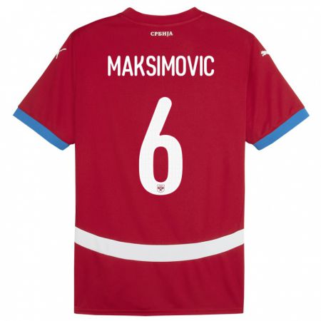 Kandiny Mujer Camiseta Serbia Nemanja Maksimovic #6 Rojo 1ª Equipación 24-26 La Camisa Chile