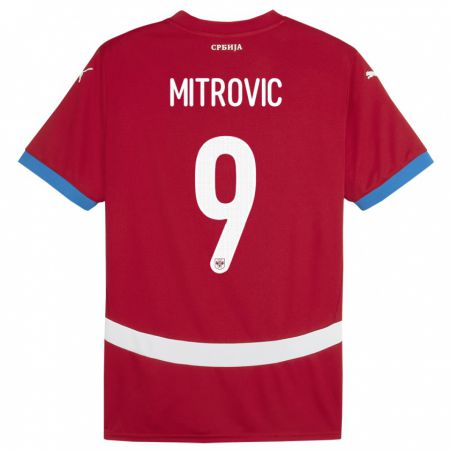 Kandiny Mujer Camiseta Serbia Aleksandar Mitrovic #9 Rojo 1ª Equipación 24-26 La Camisa Chile