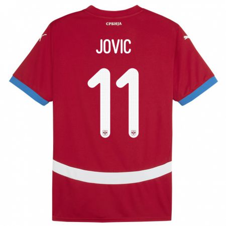Kandiny Mujer Camiseta Serbia Luka Jovic #11 Rojo 1ª Equipación 24-26 La Camisa Chile