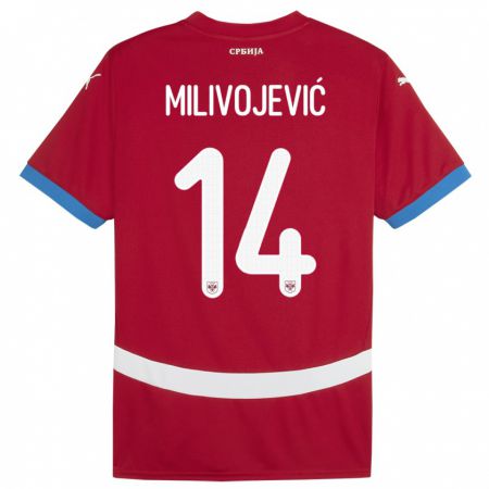 Kandiny Mujer Camiseta Serbia Vesna Milivojevic #14 Rojo 1ª Equipación 24-26 La Camisa Chile