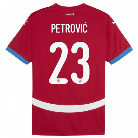 Kandiny Mujer Camiseta Serbia Jovana Petrovic #23 Rojo 1ª Equipación 24-26 La Camisa Chile