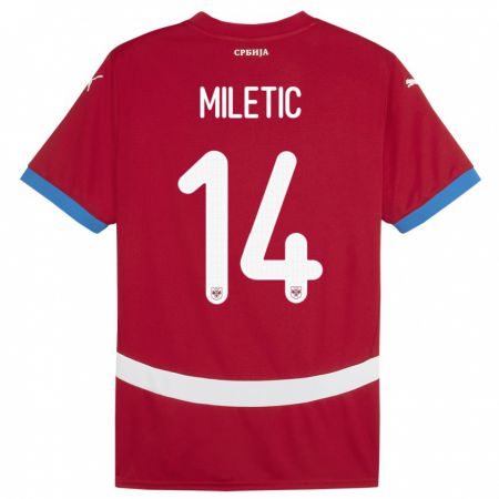 Kandiny Mujer Camiseta Serbia Vladimir Miletic #14 Rojo 1ª Equipación 24-26 La Camisa Chile