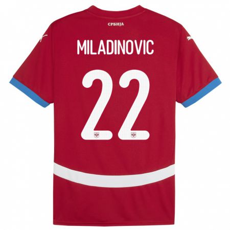 Kandiny Mujer Camiseta Serbia Igor Miladinovic #22 Rojo 1ª Equipación 24-26 La Camisa Chile
