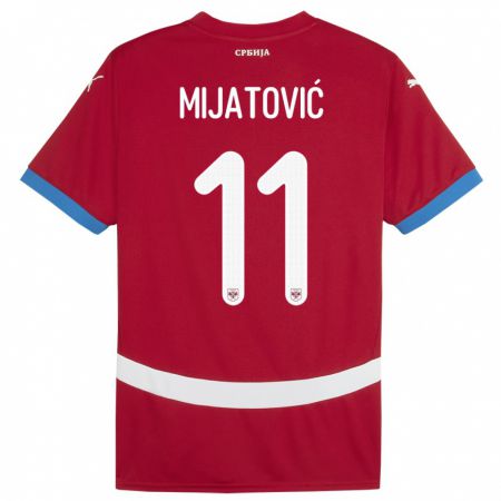 Kandiny Mujer Camiseta Serbia Jovan Mijatovic #11 Rojo 1ª Equipación 24-26 La Camisa Chile