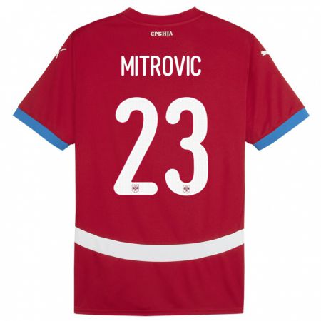 Kandiny Mujer Camiseta Serbia Vuk Mitrovic #23 Rojo 1ª Equipación 24-26 La Camisa Chile
