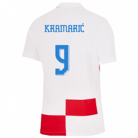 Kandiny Mujer Camiseta Croacia Andrej Kramaric #9 Blanco Rojo 1ª Equipación 24-26 La Camisa Chile