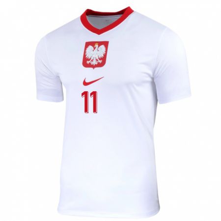 Kandiny Mujer Camiseta Polonia Jakub Antczak #11 Blanco 1ª Equipación 24-26 La Camisa Chile
