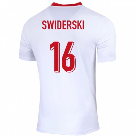 Kandiny Mujer Camiseta Polonia Karol Swiderski #16 Blanco 1ª Equipación 24-26 La Camisa Chile