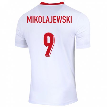 Kandiny Mujer Camiseta Polonia Daniel Mikolajewski #9 Blanco 1ª Equipación 24-26 La Camisa Chile