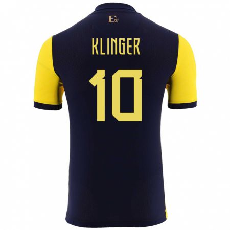 Kandiny Mujer Camiseta Ecuador Jose Klinger #10 Amarillo 1ª Equipación 24-26 La Camisa Chile