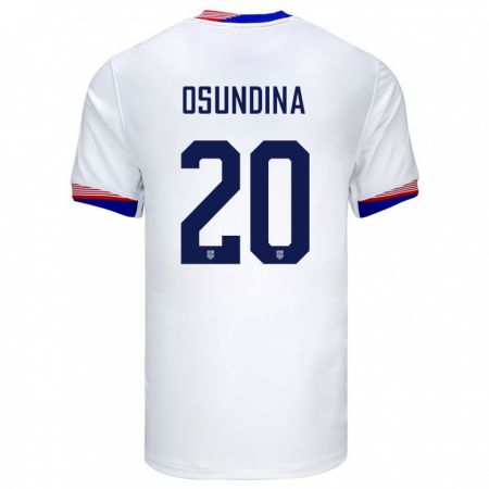 Kandiny Mujer Camiseta Estados Unidos Korede Osundina #20 Blanco 1ª Equipación 24-26 La Camisa Chile