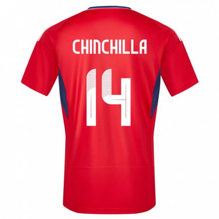 Kandiny Mujer Camiseta Costa Rica Priscila Chinchilla #14 Rojo 1ª Equipación 24-26 La Camisa Chile